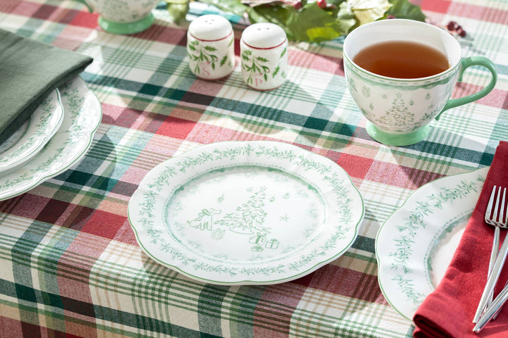 Festive Pup and Tree Porcelain Plate