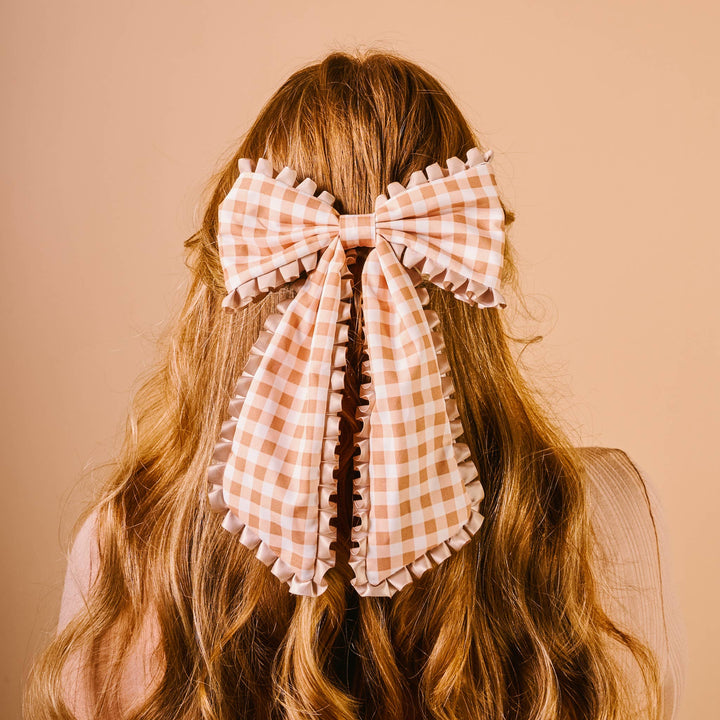 Maple Gingham Fancy Hair Bow