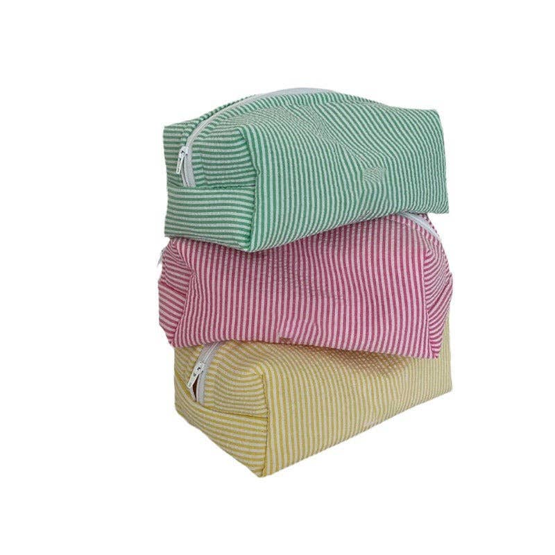 Green Simple Striped Color Block Cosmetic Bag