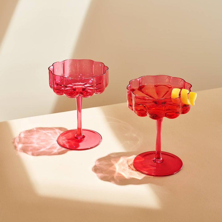 Flower Wave Pink Champagne Coupe