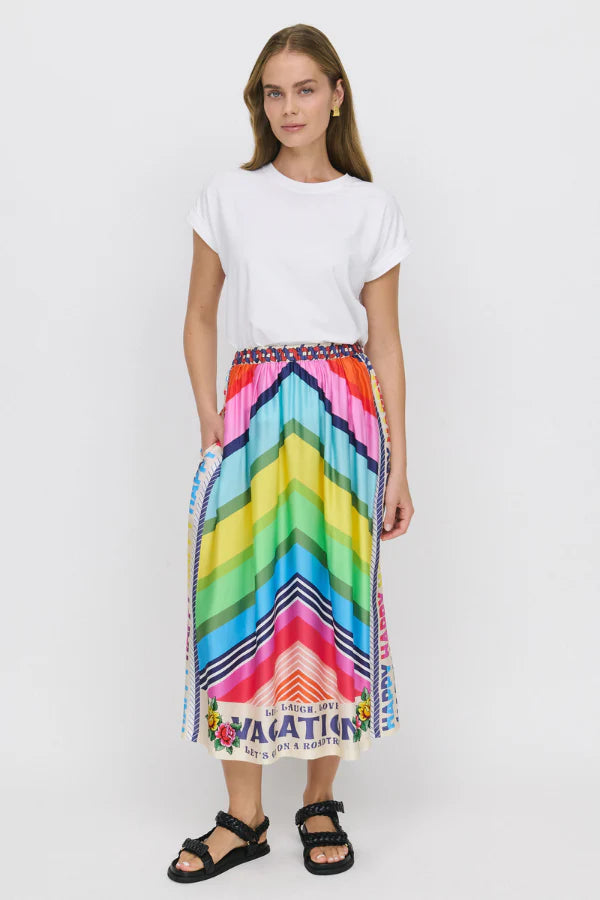 Vacation Alexa Printed Midi Skirt
