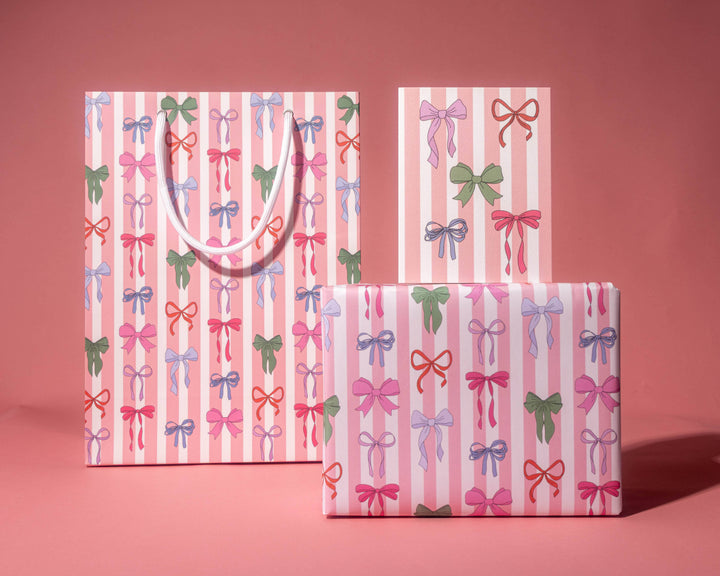Striped Bows Gift Wrap Rolls