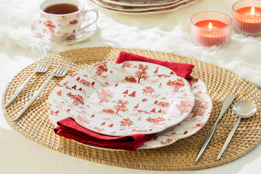 Red Village Porcelain Dessert Plate