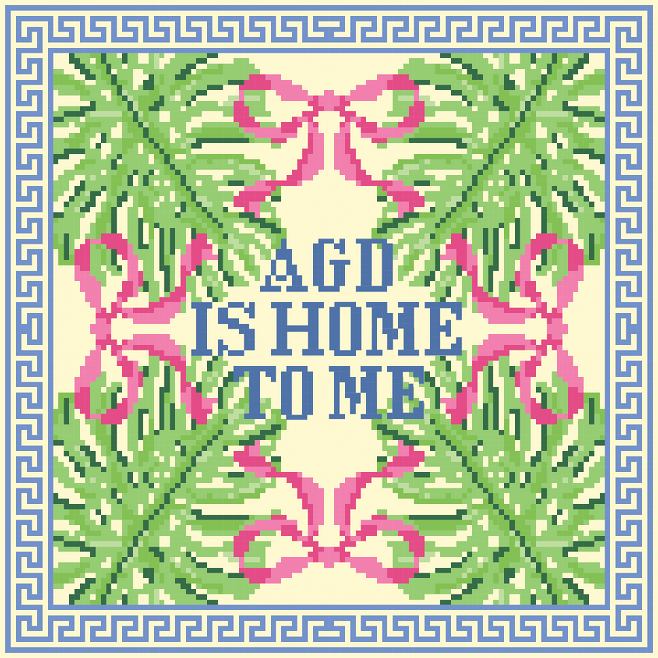 Sorority Needlepoint Pillow: Phi Mu