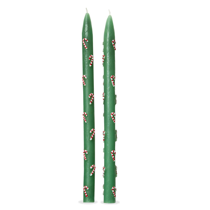 Christmas Candy Cane Hand Painted Taper