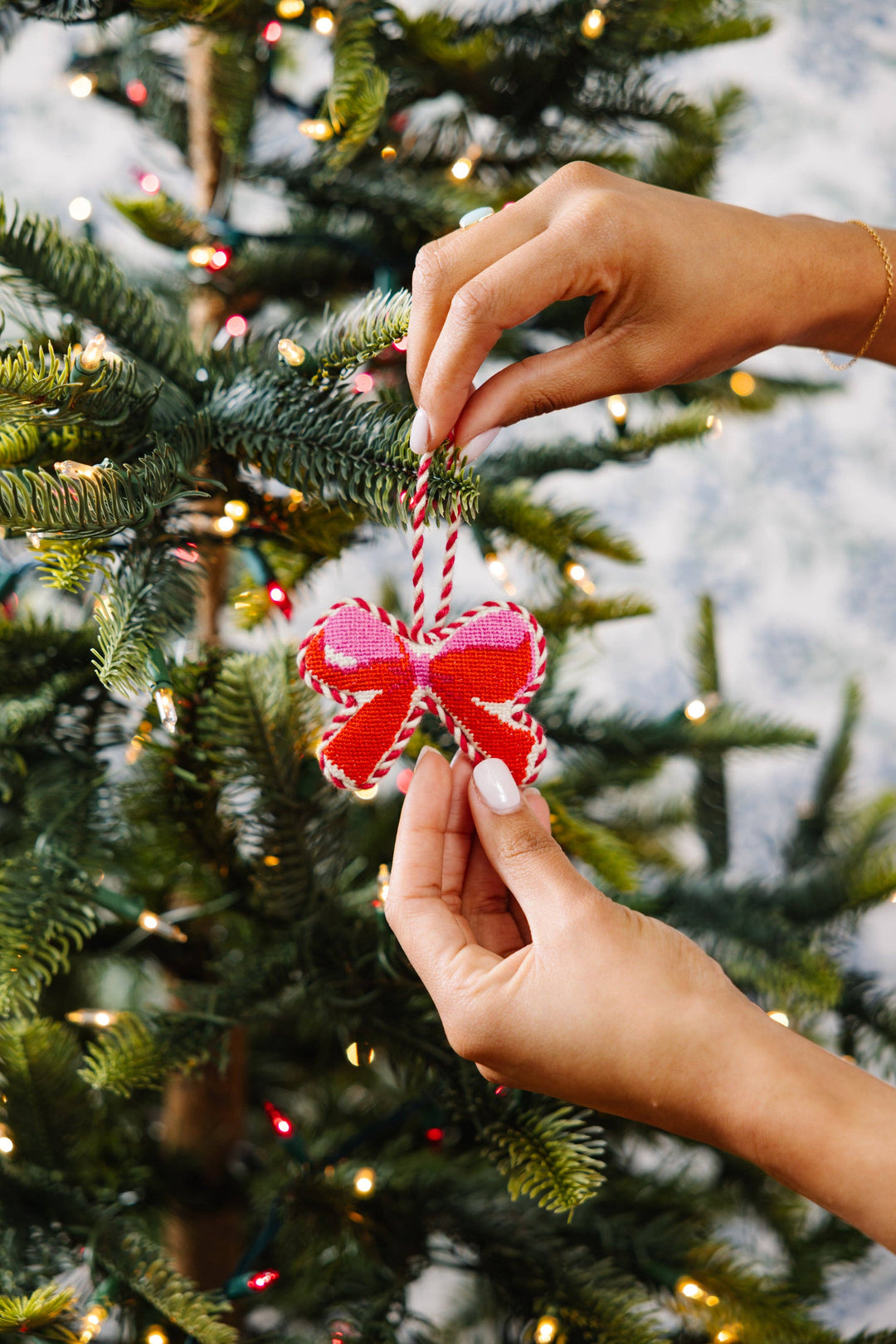 Bow Needlepoint Icon Ornament