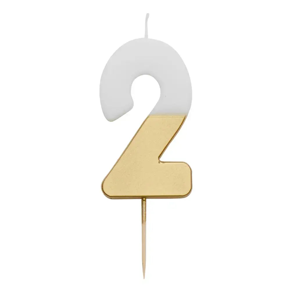 White & Gold Birthday Number Candles Set