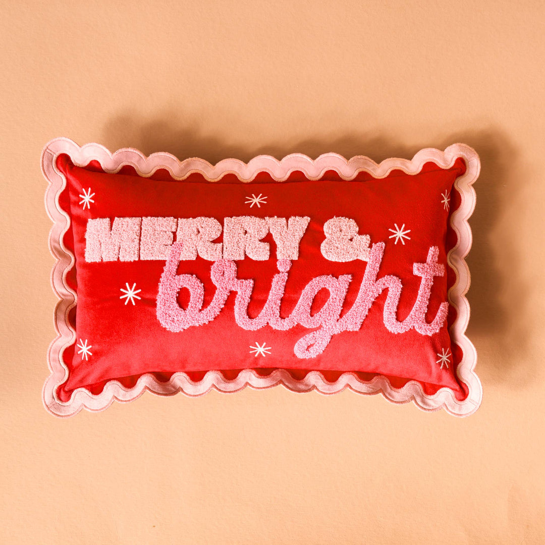Merry & Bright Scalloped Throw Pillow