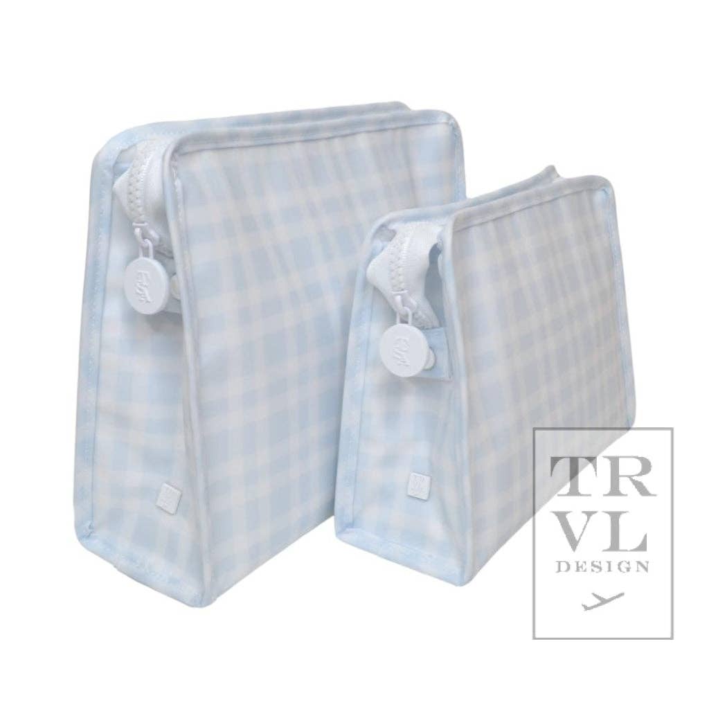 Pimlico Plaid Blue Zip Pouch Roadie Medium