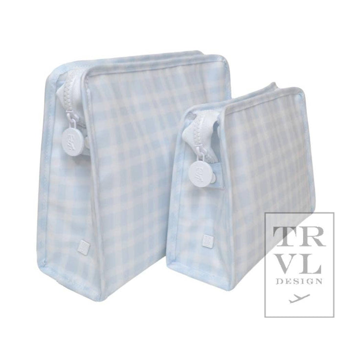 Pimlico Plaid Blue Zip Pouch Roadie Medium