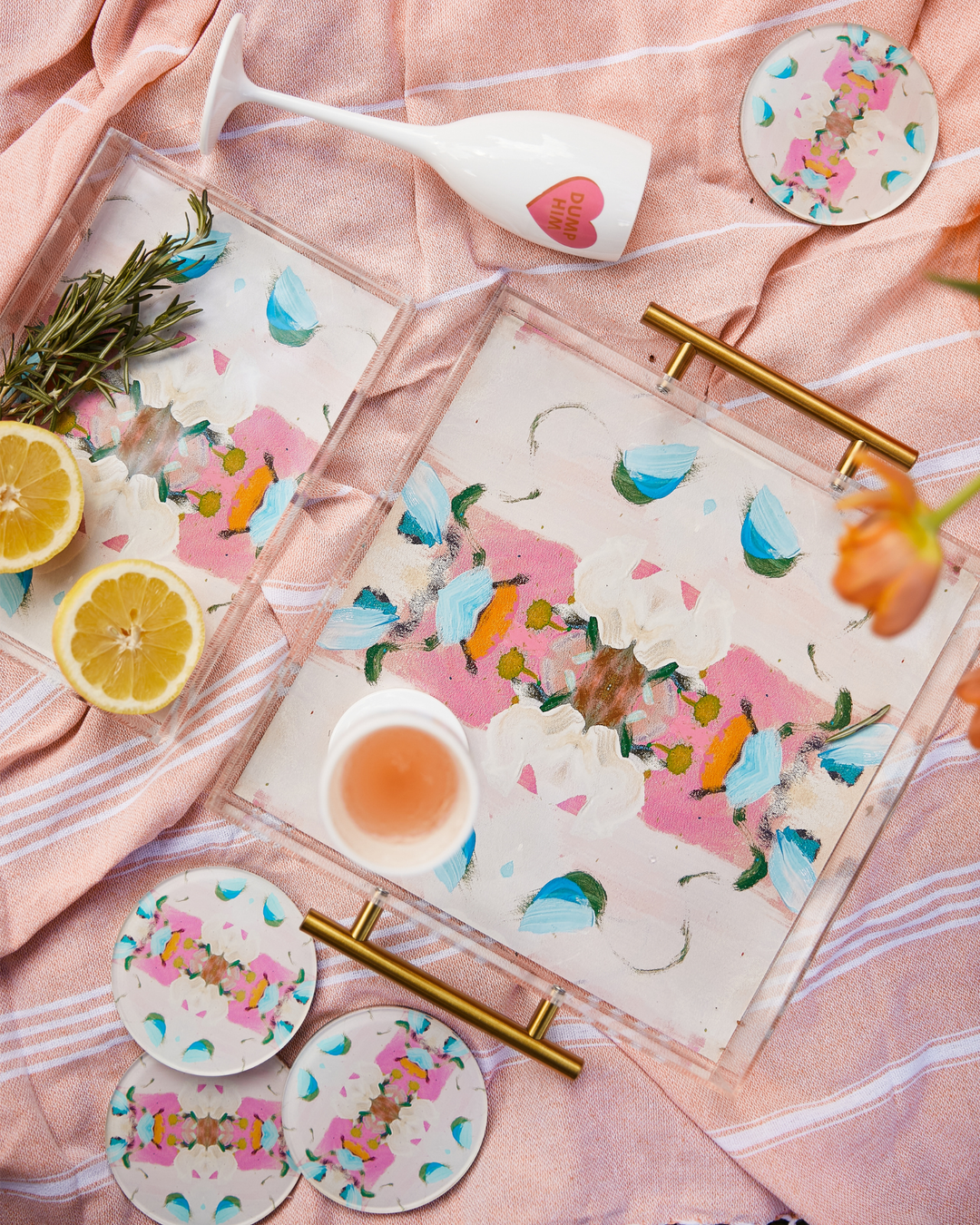 Monets Garden Pink Coasters