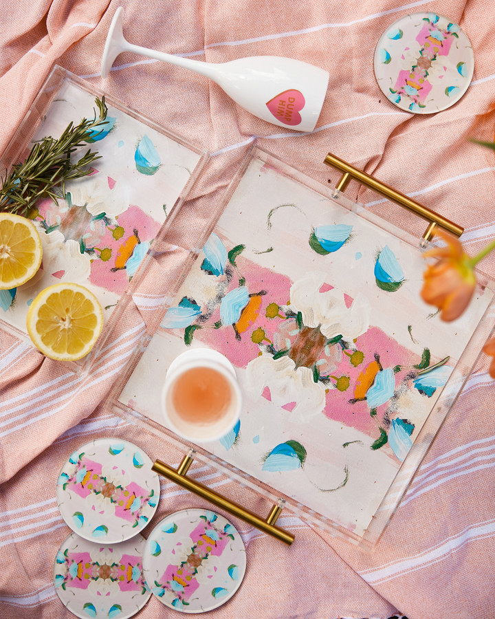 Monets Garden Pink Coasters