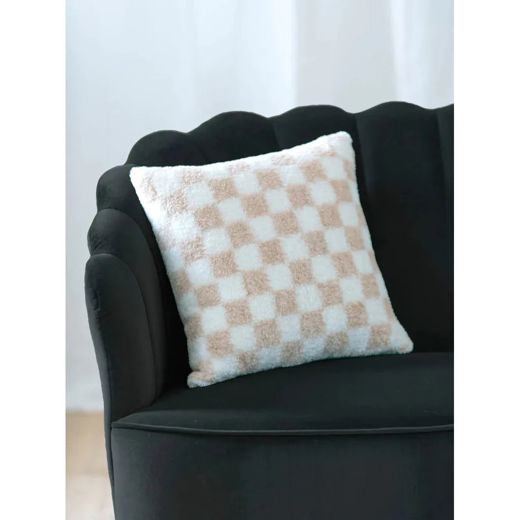 Tan Check Pillow