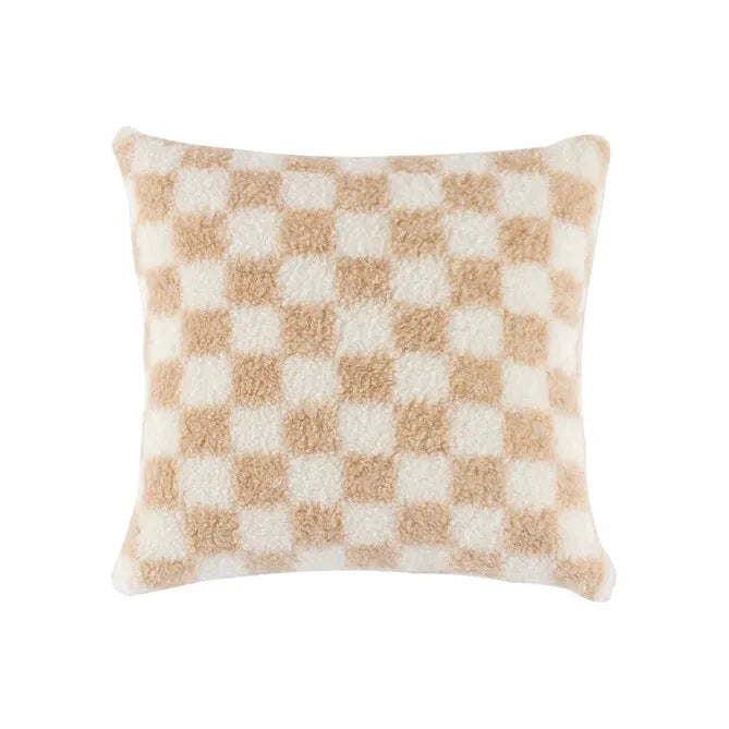 Tan Check Pillow