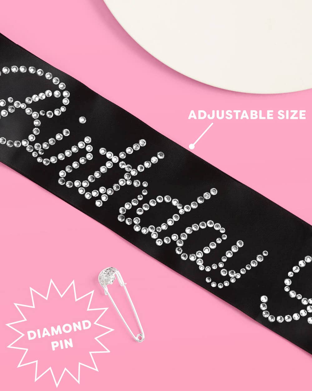 Black Rhinestone Birthday Sash