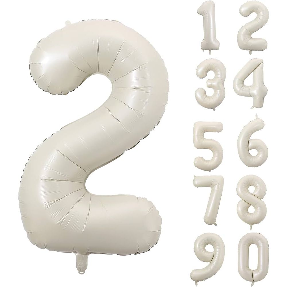 Cream 34 inch Number Balloon