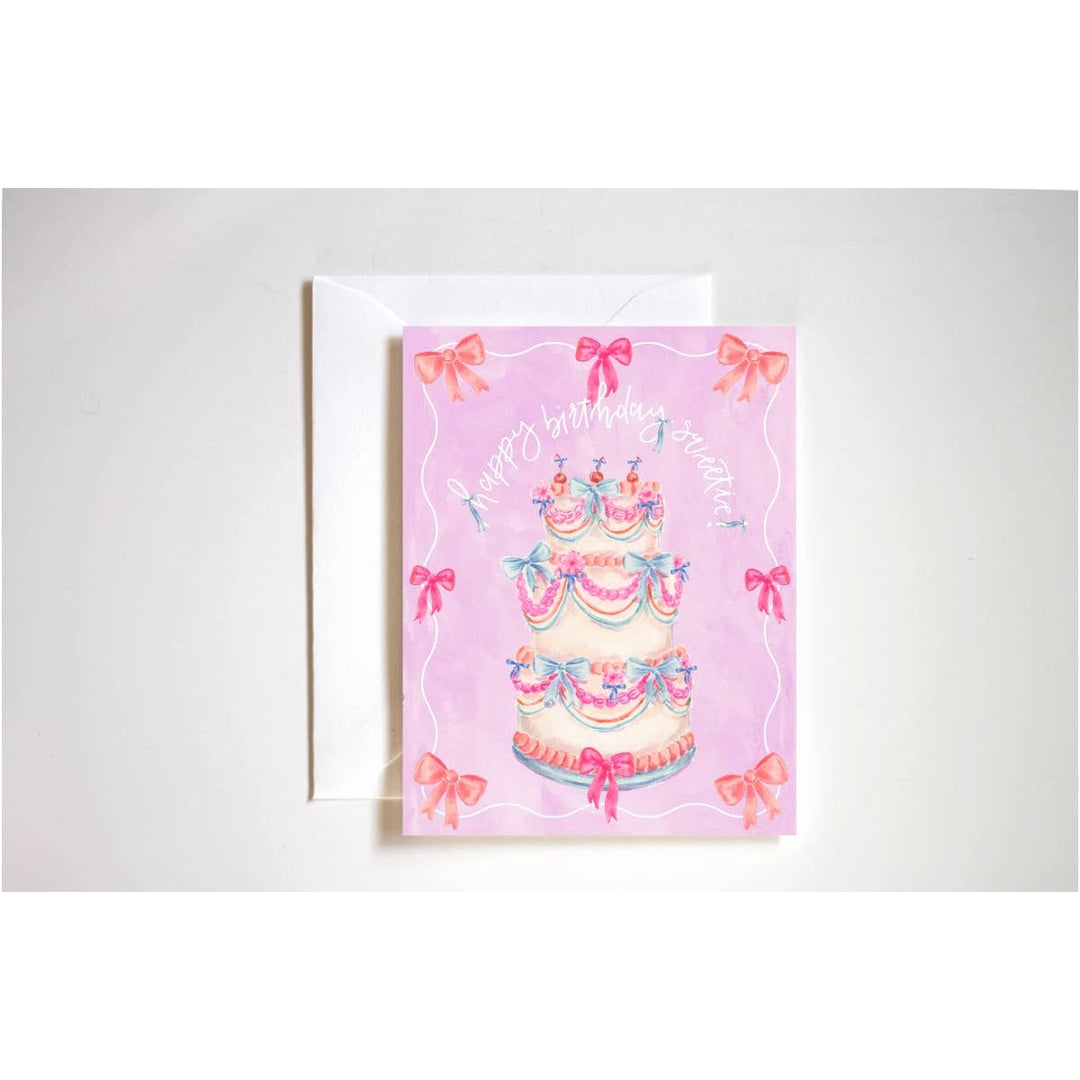Happy Birthday Sweetie Bow Cake Card