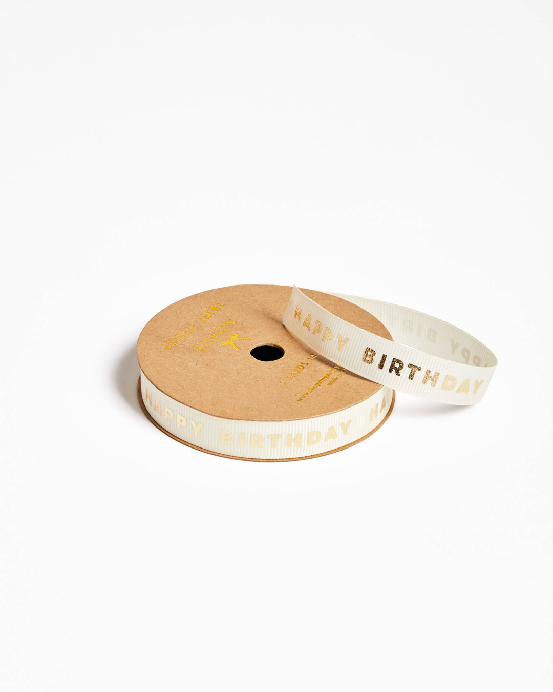 Happy Birthday Cream Grosgrain Ribbon