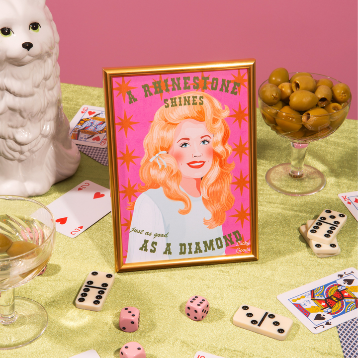 Dolly Queen Rhinestones Portrait Print
