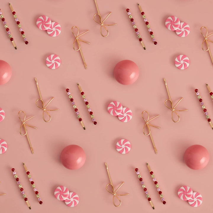 Holiday Gemstone and Bow Bobby Pins