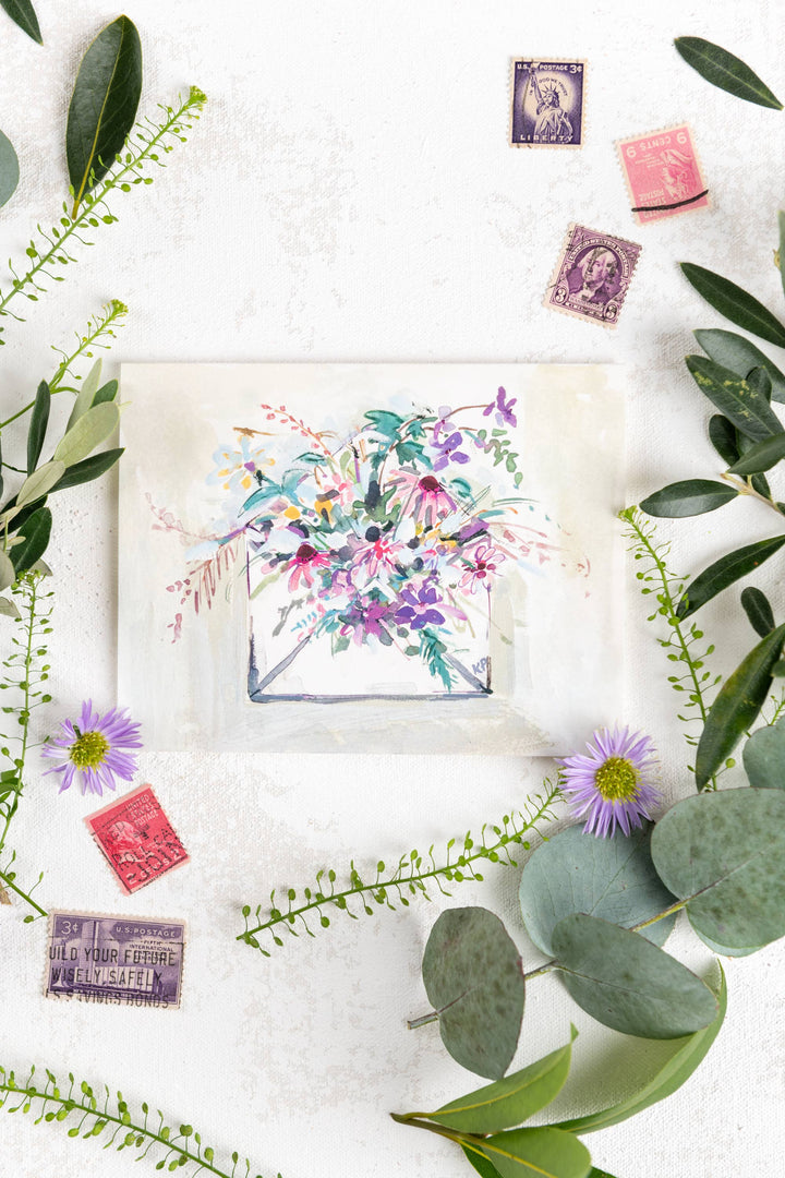 Envelope With Flowers Greeting Card