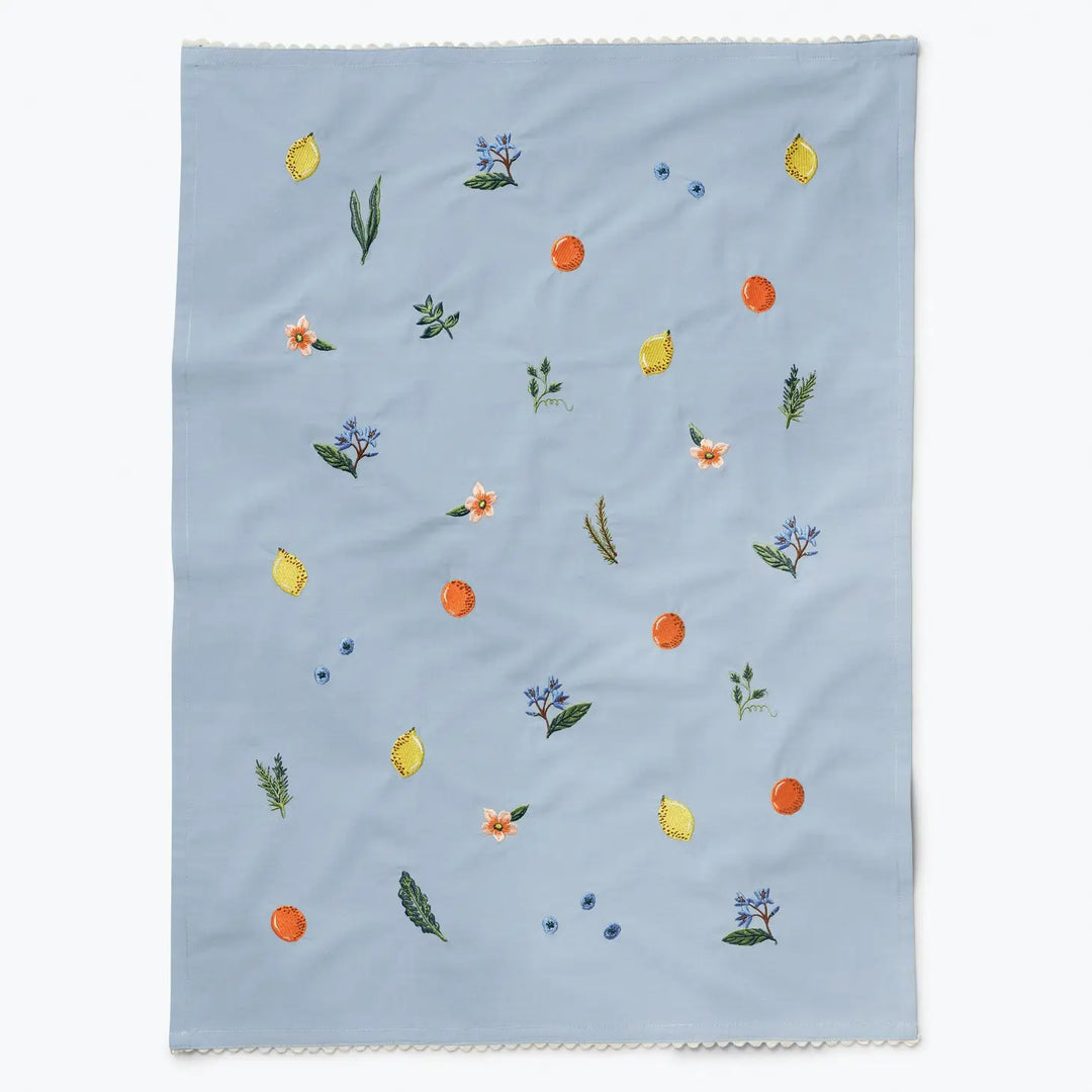 Fruit Stand Embroidered Tea Towel