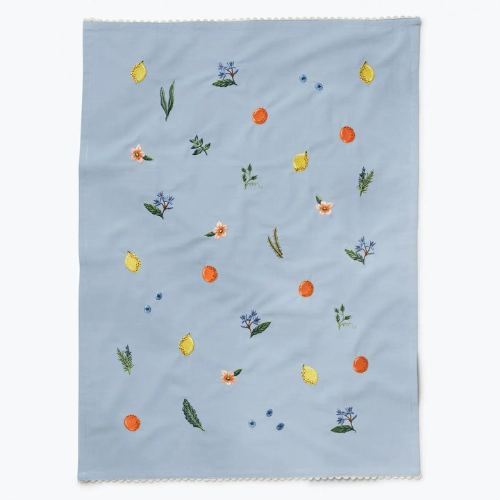 Fruit Stand Embroidered Tea Towel