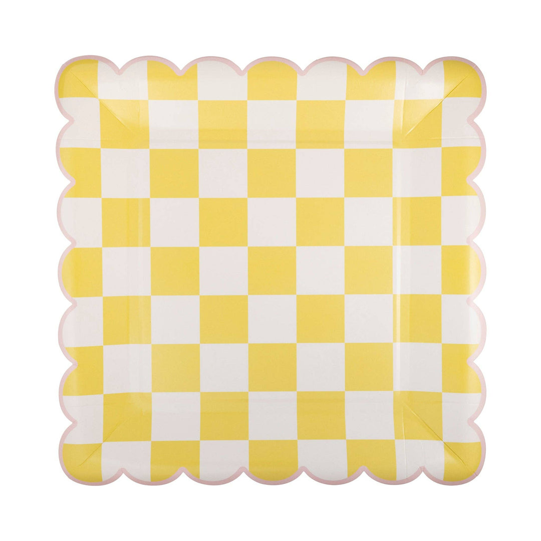 Checked Square Scallop Plate Set