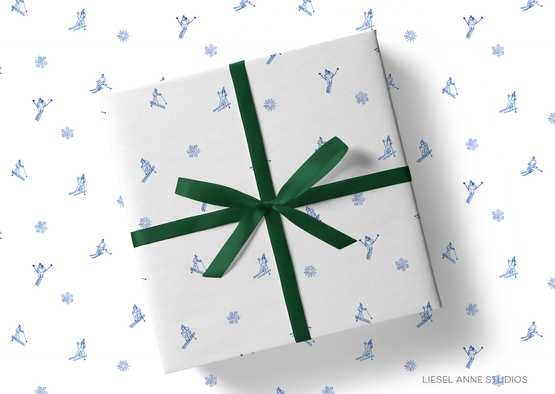 Après Ski White and Blue Gift Wrap