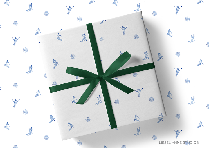 Après Ski White and Blue Gift Wrap