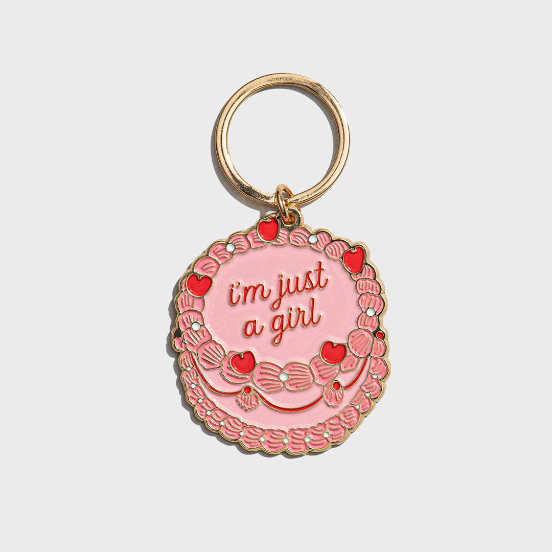 Just A Girl Vintage Cake Enamel Keychain