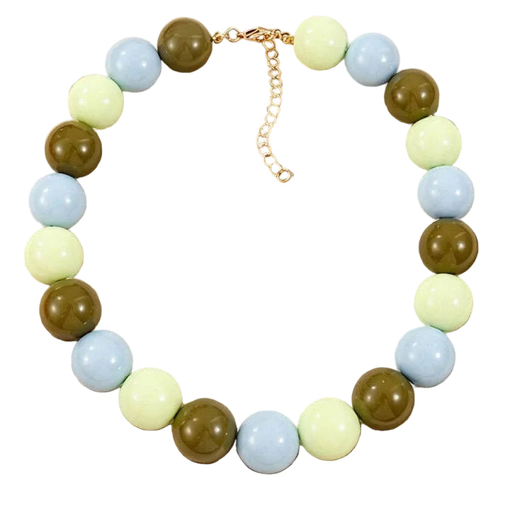 Beaded Statement Necklace: Green/Blue