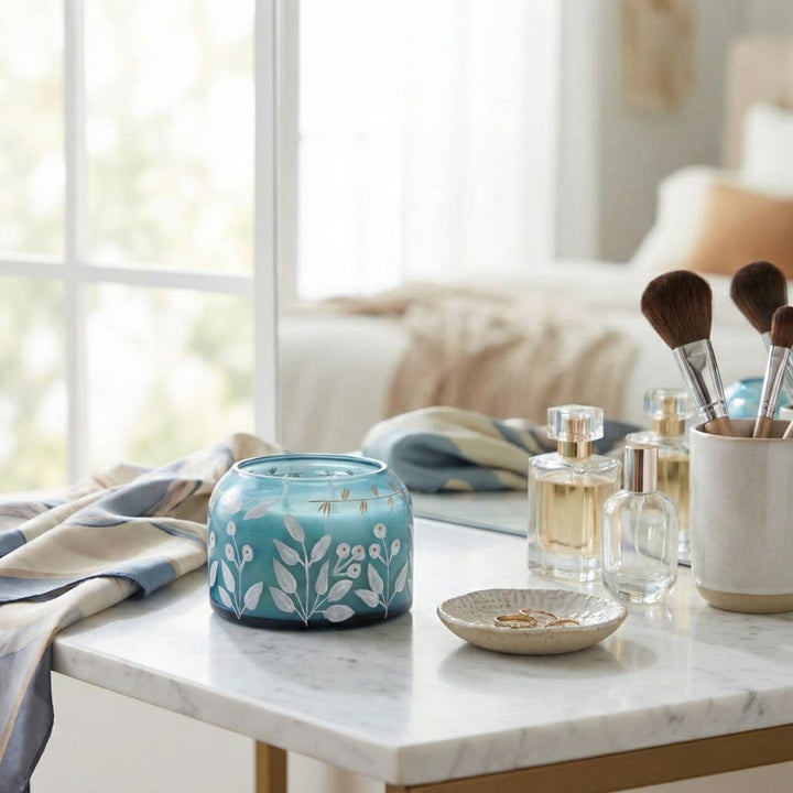Jasmine Floral Blue Candle