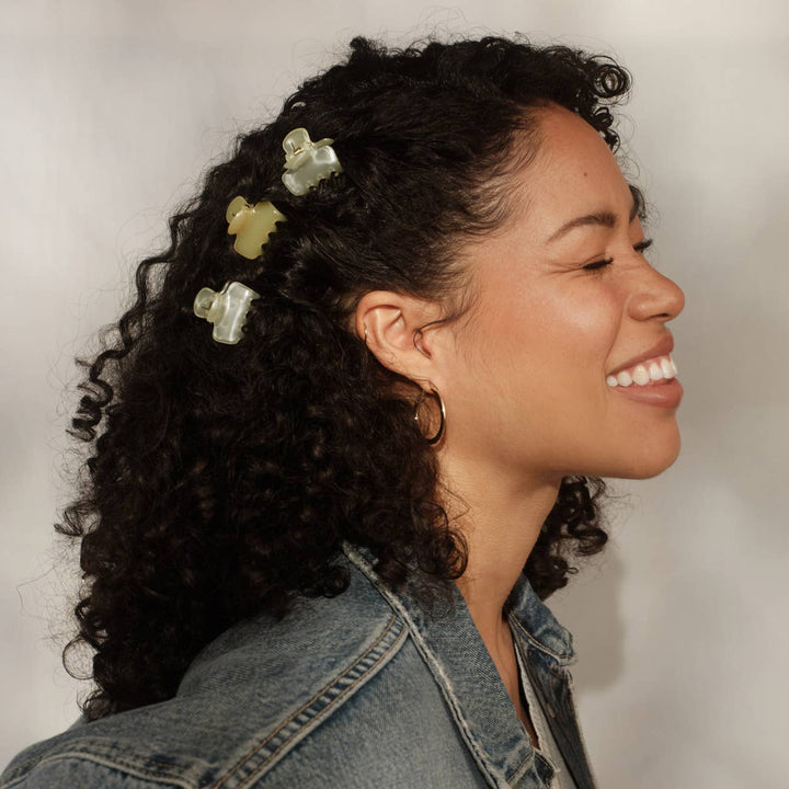 Mini Jelly Cloud Clips- Cream & Butter Yellow