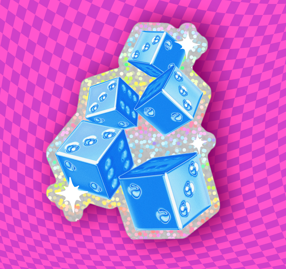 Chrome Dice Glitter Sticker