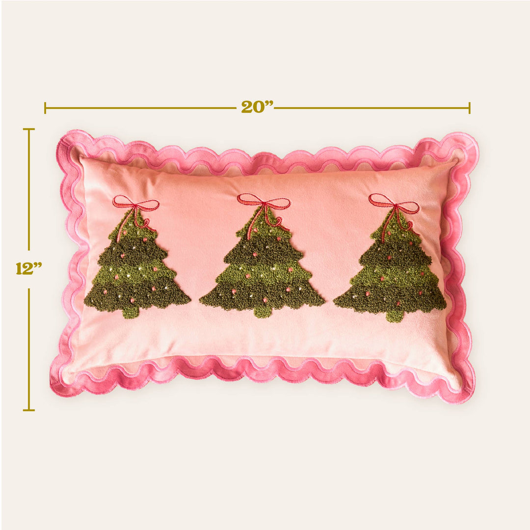 Twinkling Trees Scalloped Throw Pillow