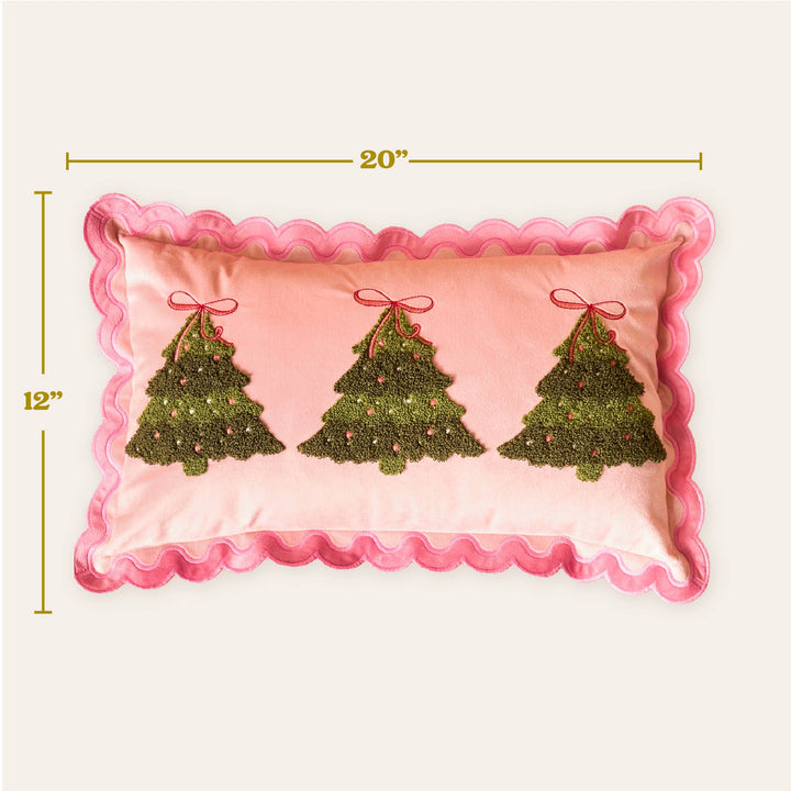 Twinkling Trees Scalloped Throw Pillow