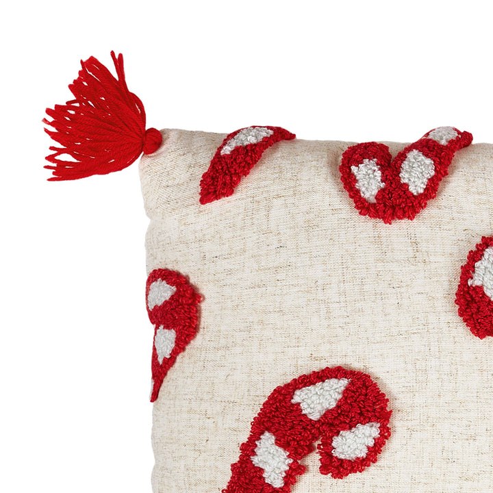 Candy Canes w/Tassels Tufted Pillow