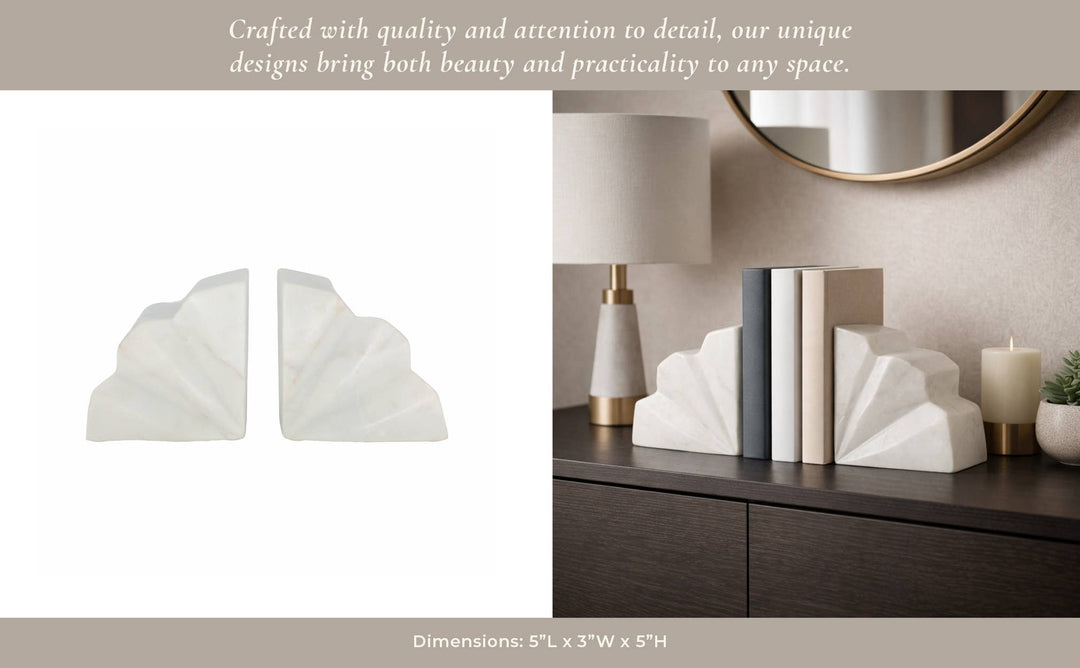 White Marble Bookends