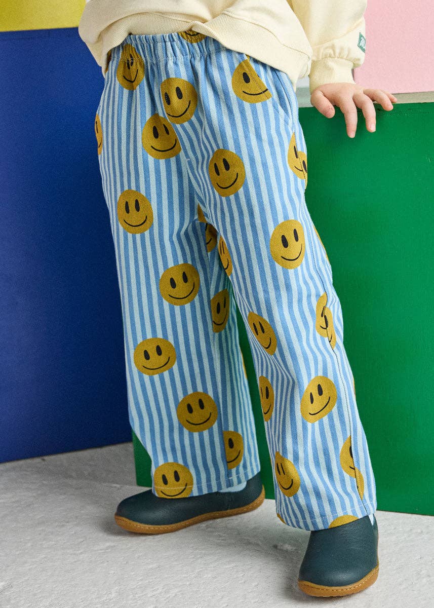 Kids Striped Denim Smiley Pant