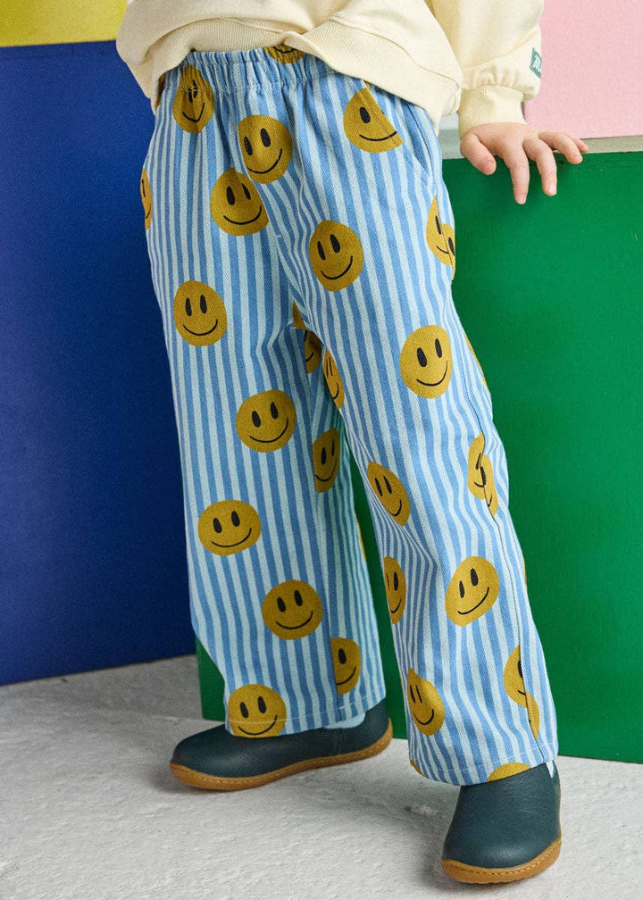 Kids Striped Denim Smiley Pant