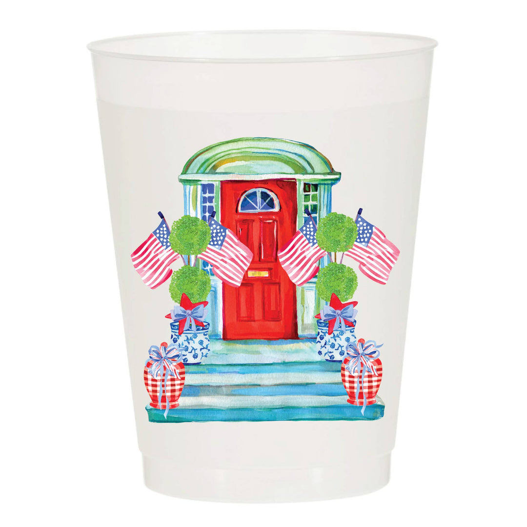 Patriotic Front Porch Frosted Cups