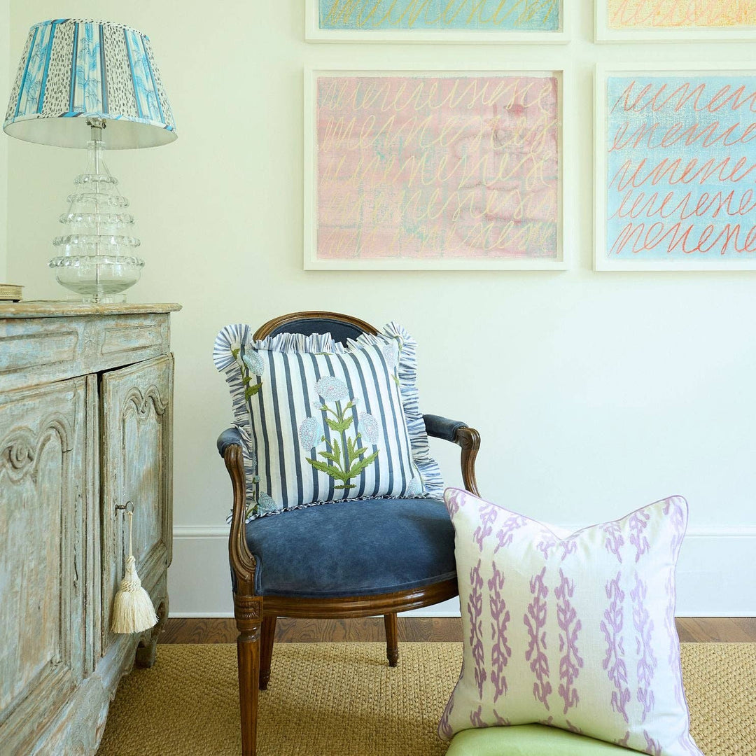 Marigold Stripes Block Print Throw Pillow