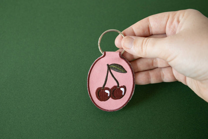Cherry Embroidered Keychain