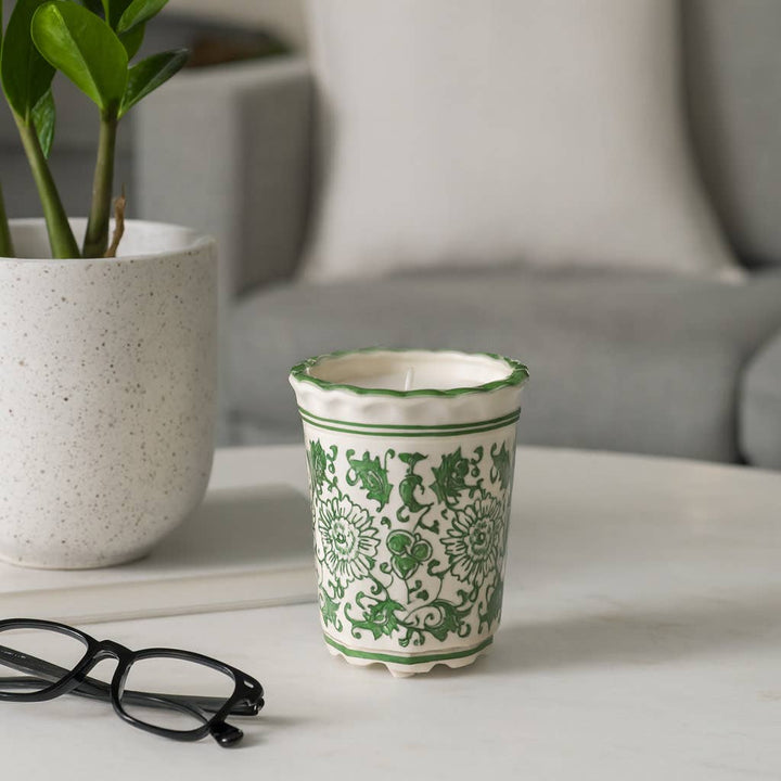 Jasmine Green and White Candle