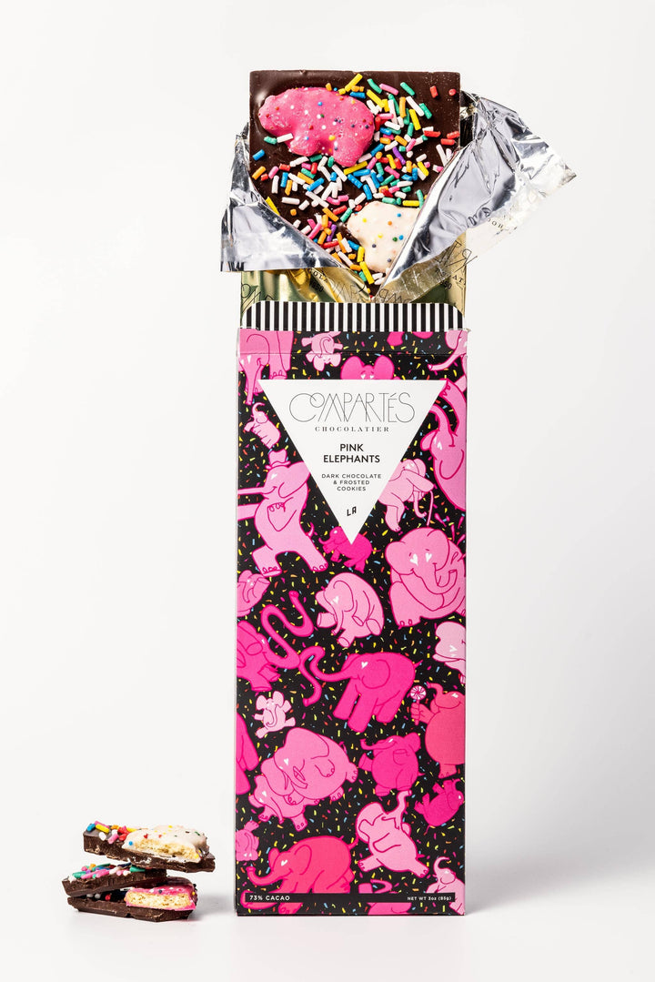 Pink Animal Cookies Dark Chocolate Bar