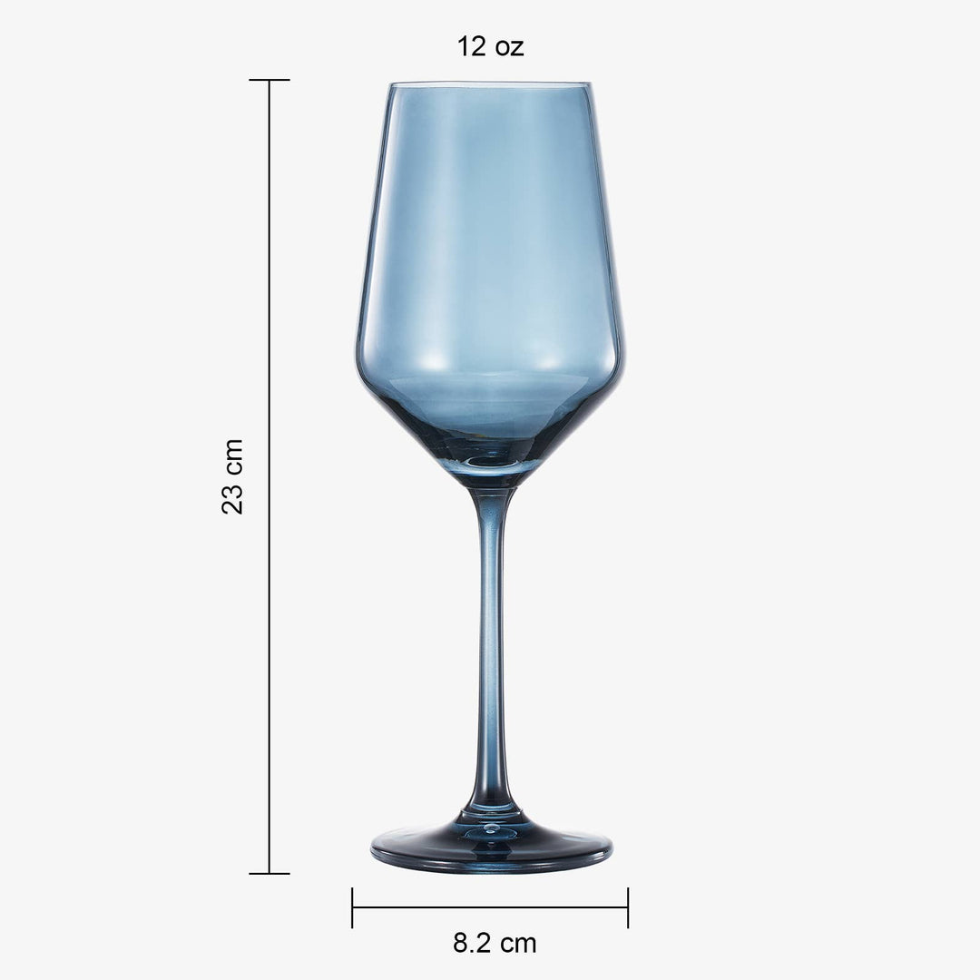 Cloudy Blue Colored Crystal Wine Glass