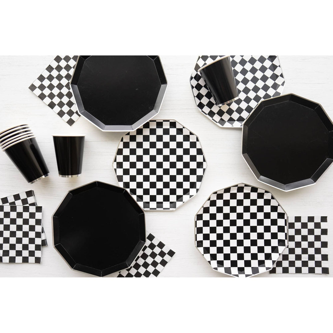 Black And White Signature Checker Dinner Plates