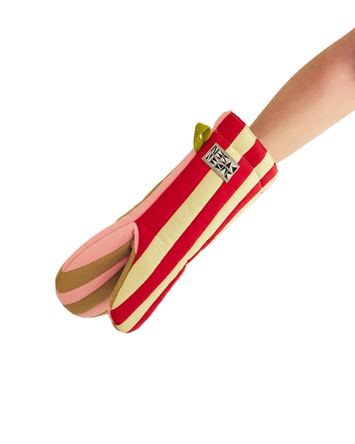 Ladybug Stripe Quilted Oven Mitt