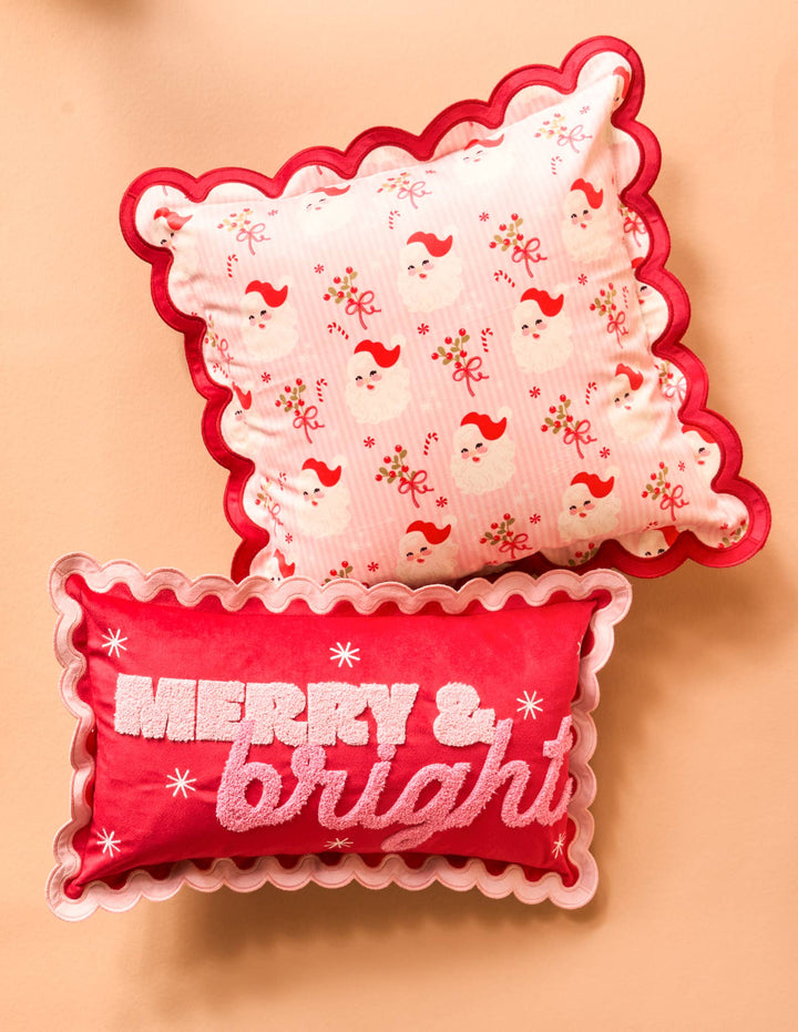 Merry & Bright Scalloped Throw Pillow